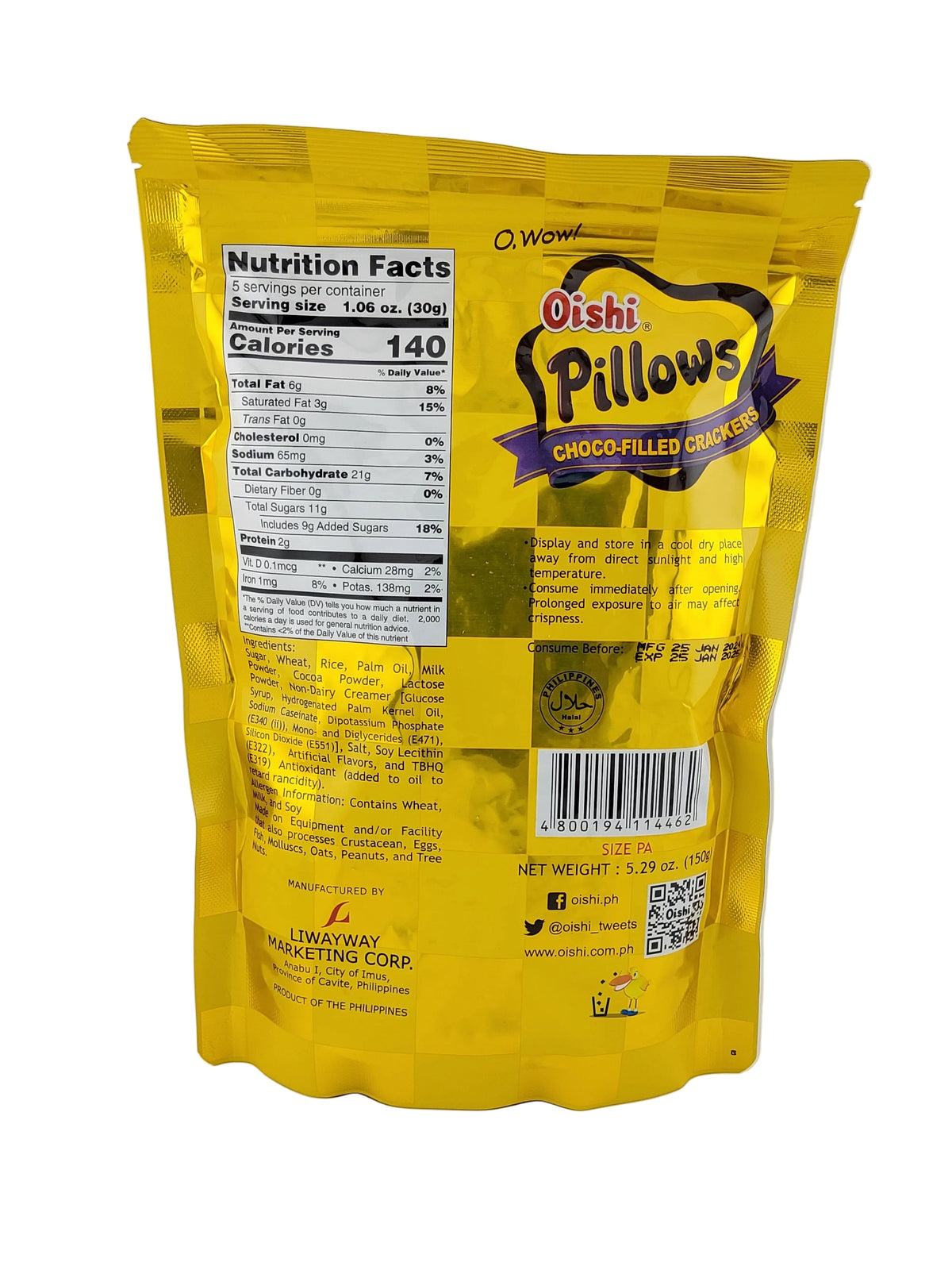 Oishi Pillows Choco 150 g