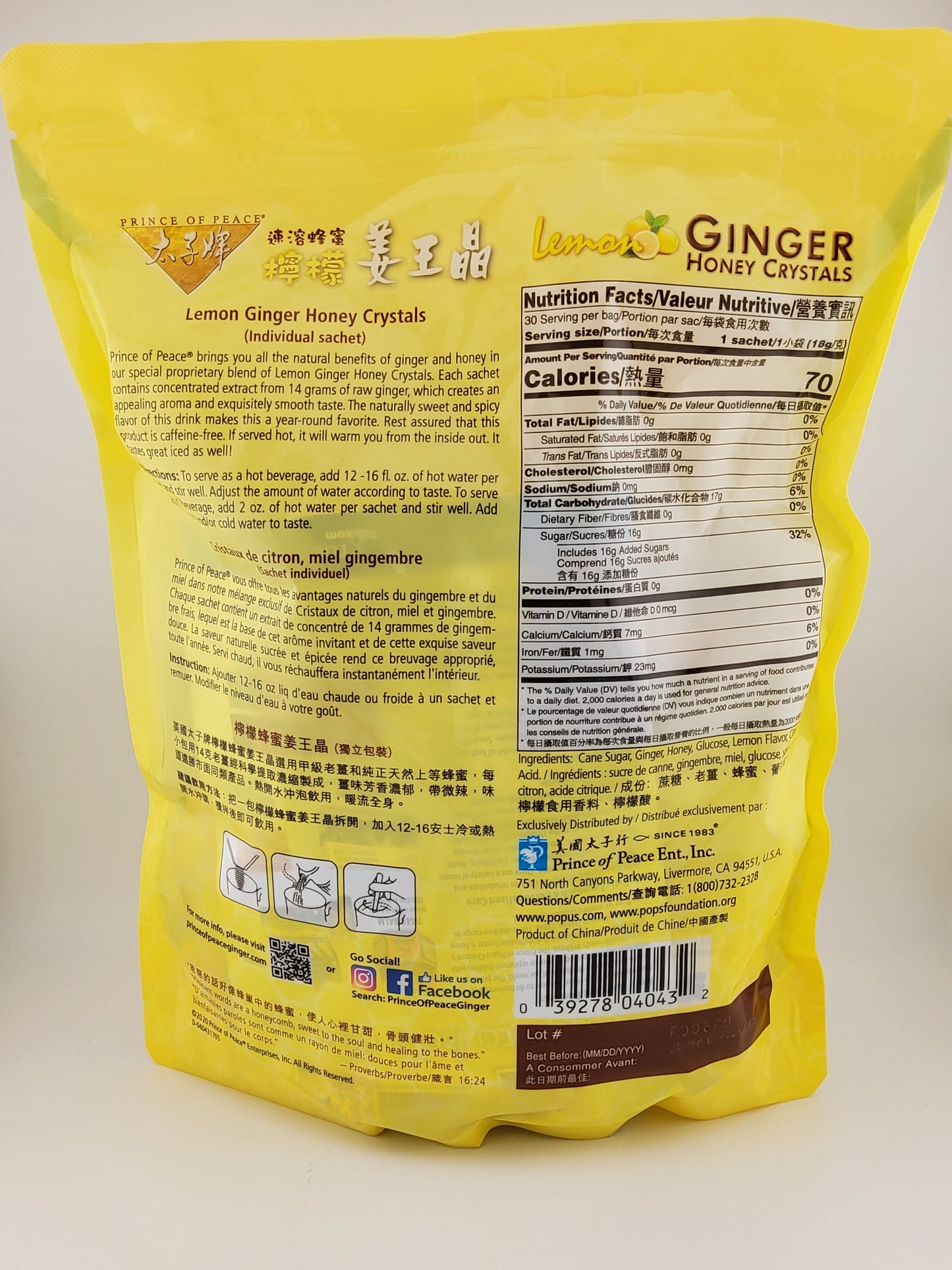 Prince of Peace Ginger Chews Lemon 540 g
