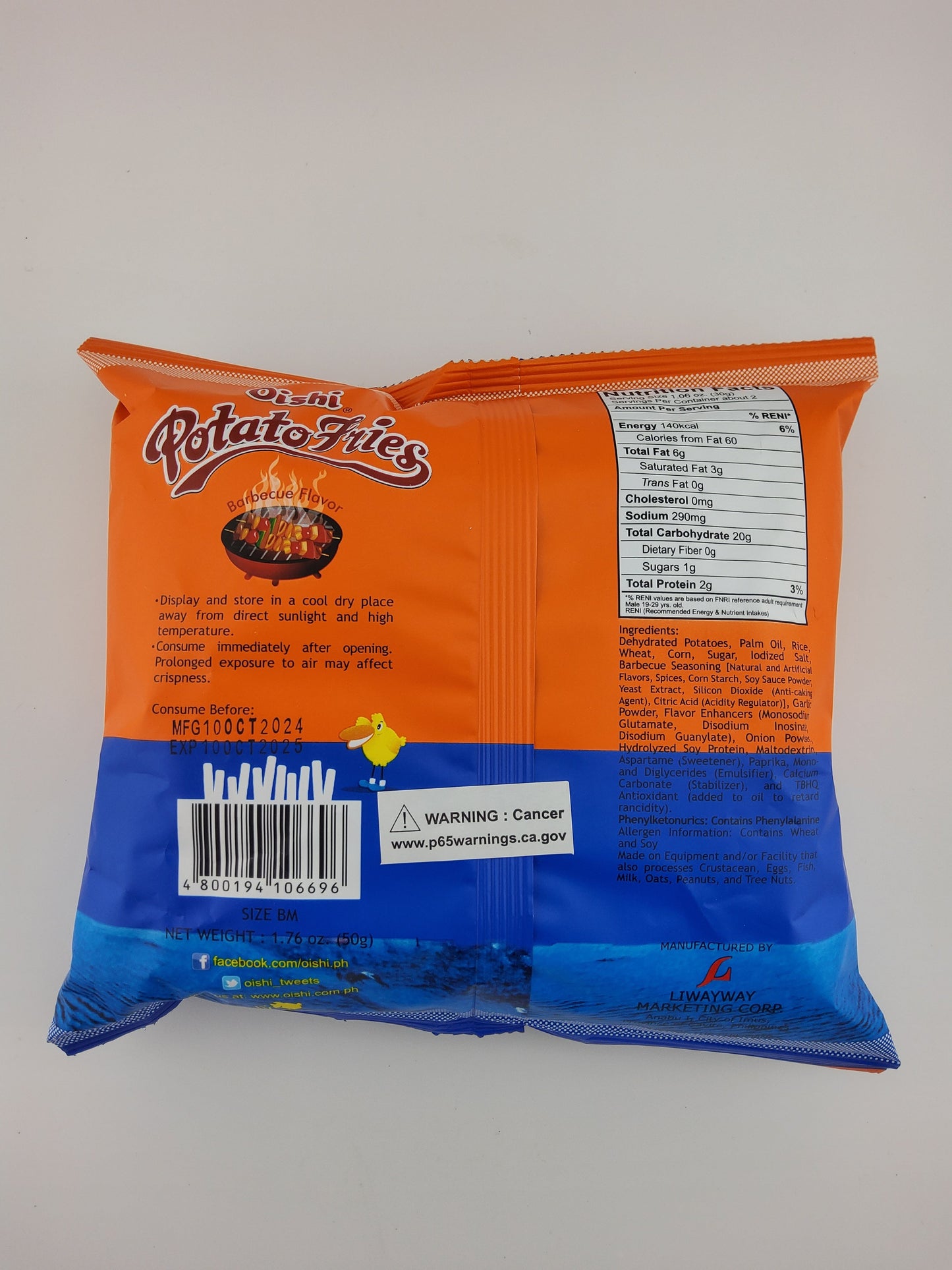 Oishi Potato Fries 50g - BBQ