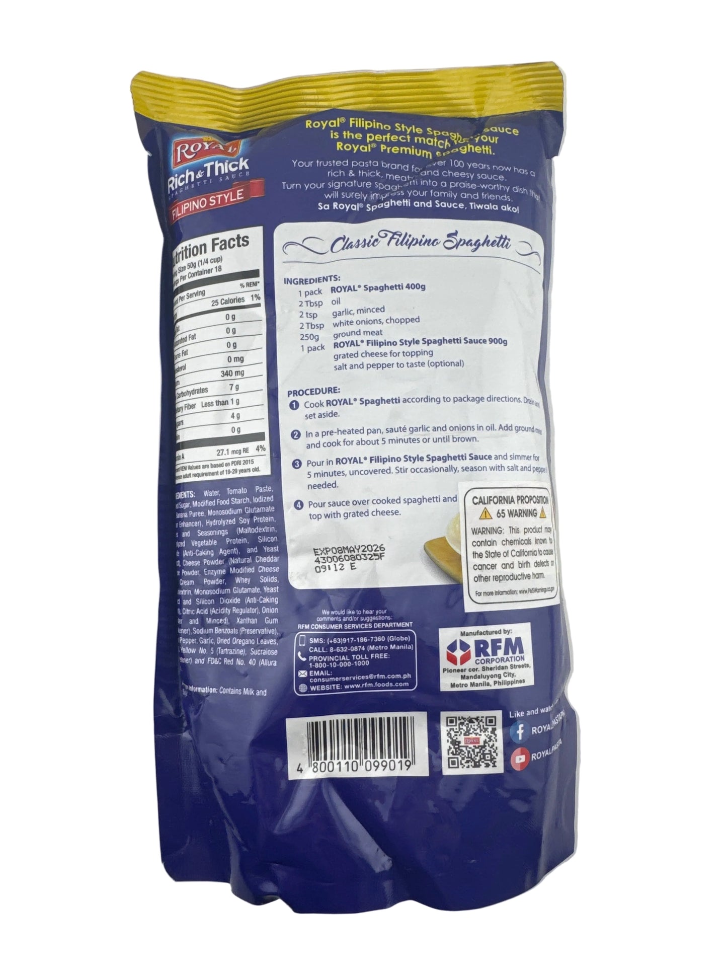 Royal Spaghetti Sauce Filipino Style 1kg
