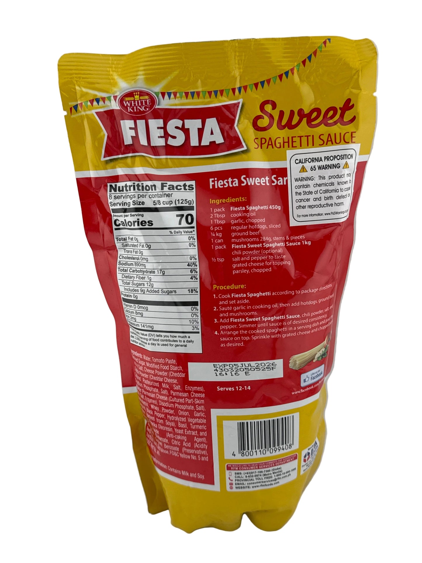 White King Fiesta Sweet Spaghetti Sauce 1kg