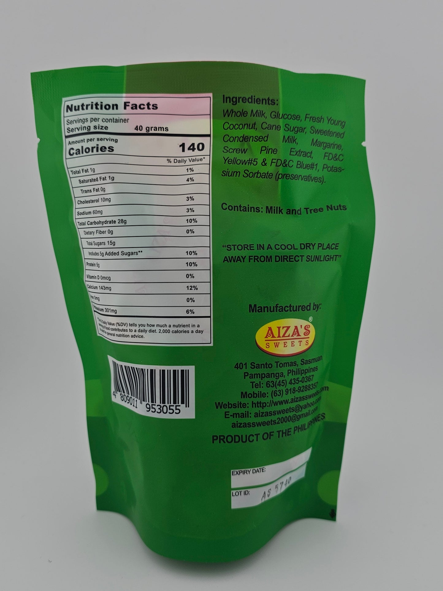 Aiza's Sweets Pastillas de Buko Pandan 4.69 oz