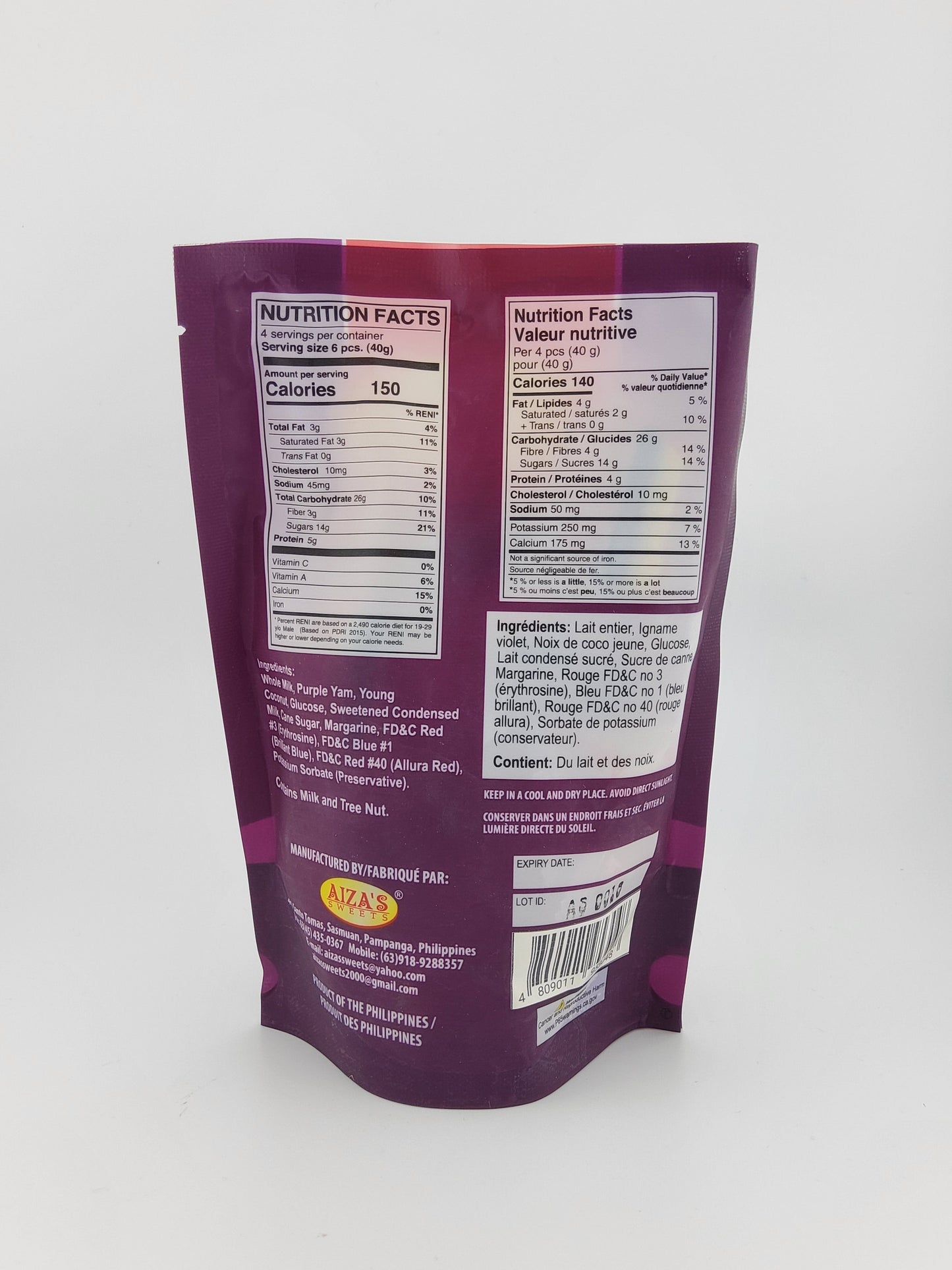 Aiza's Sweets Pastillas De Ube Macapuno 4.72 oz