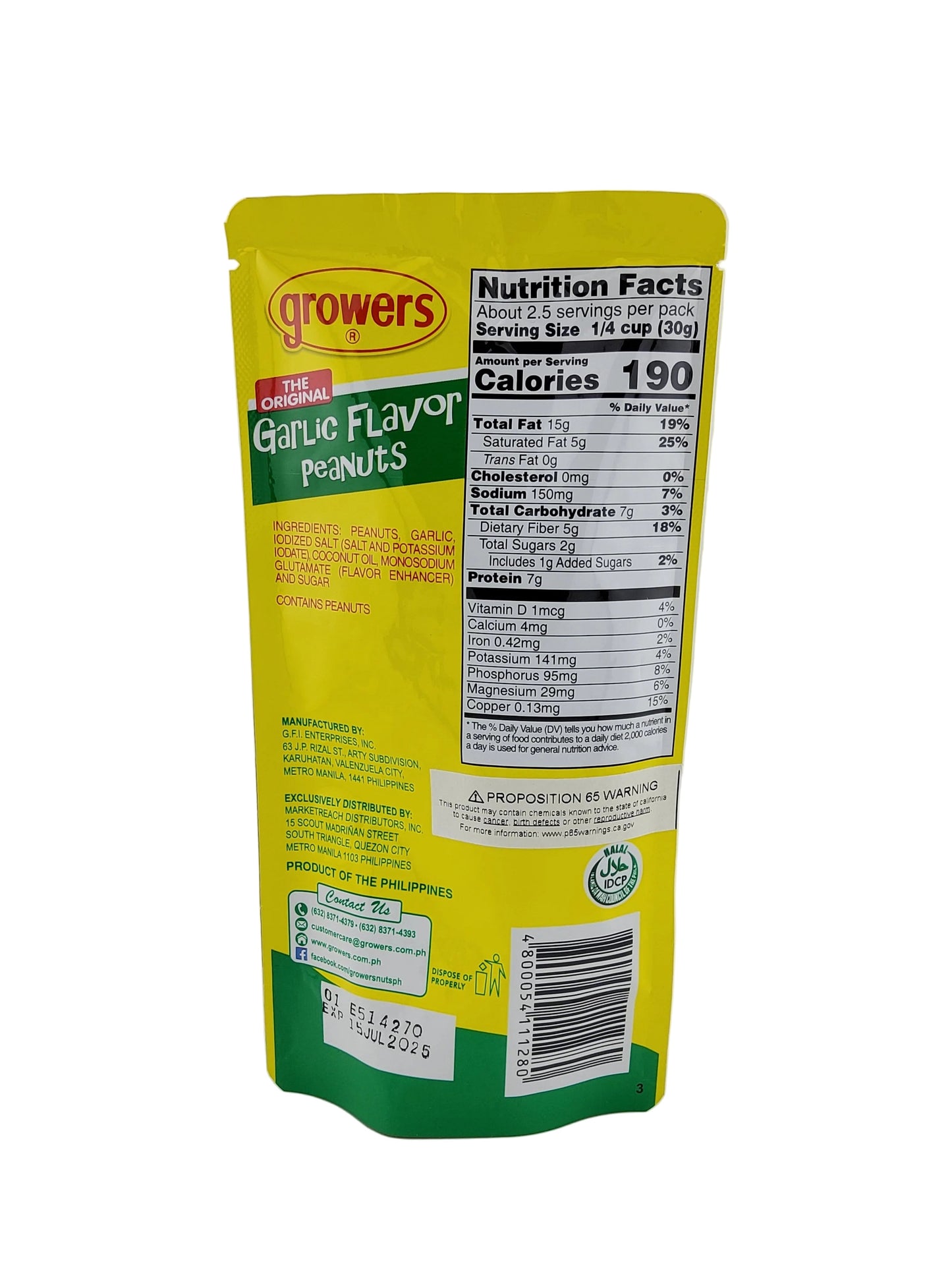 Growers Peanuts Garlic 2.82 oz
