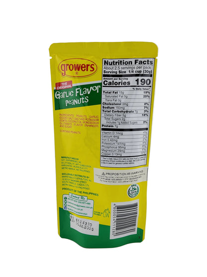 Growers Peanuts Garlic 2.82 oz