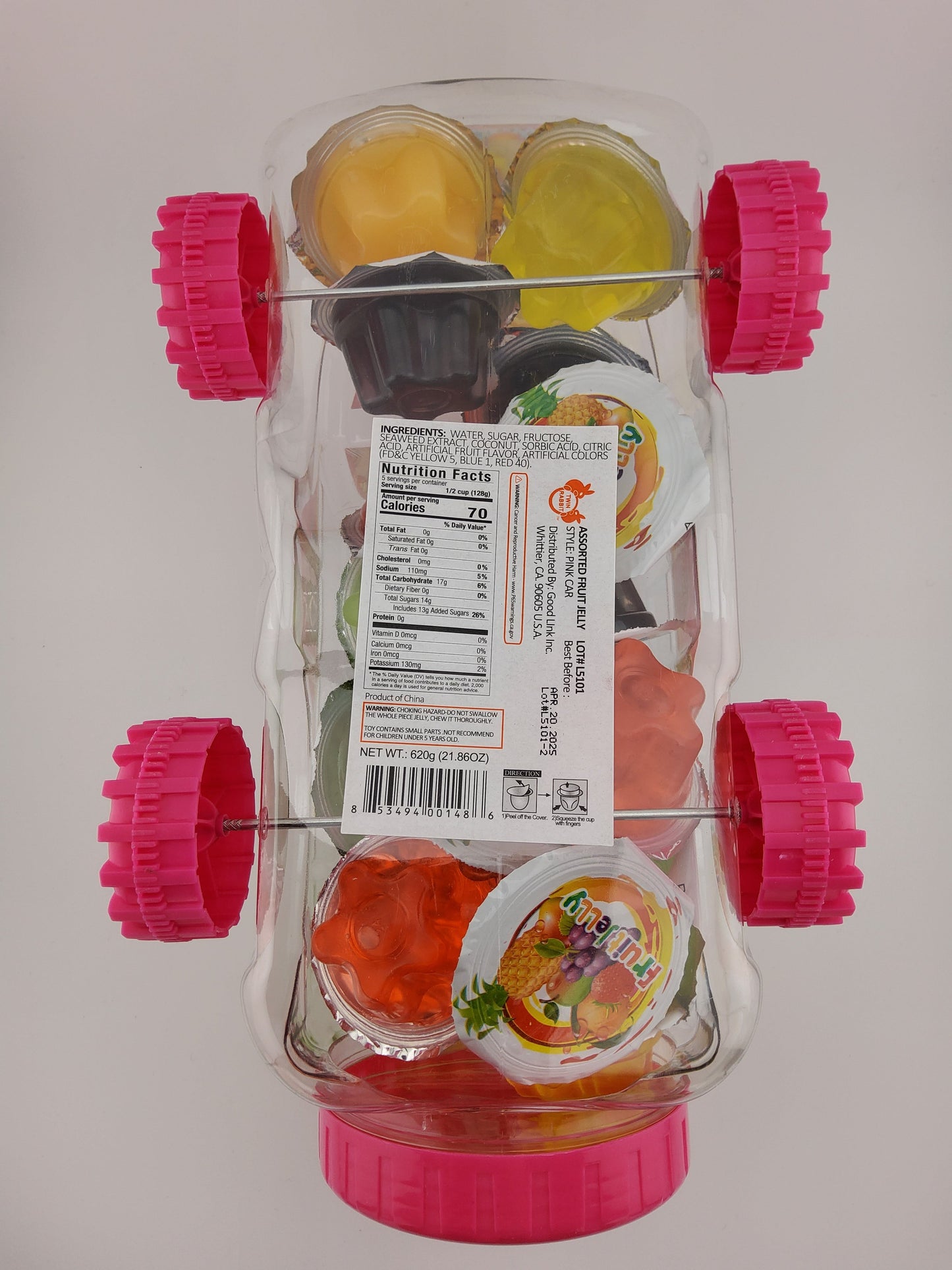 Twin Rabbit Fruit Jelly Assorted Pink Car 620 g