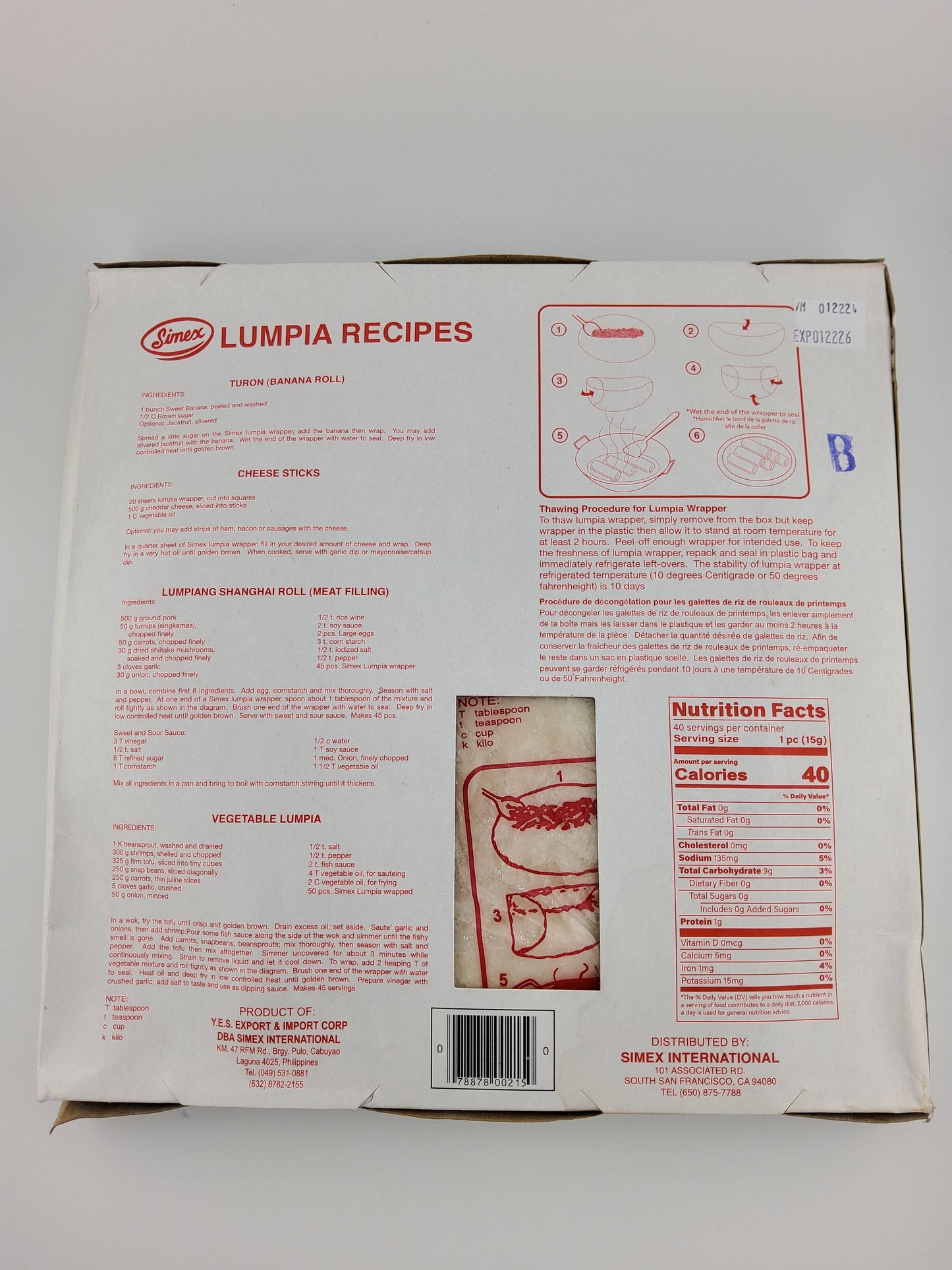 Simex Lumpia Wrapper (Red) 595 g | 21 oz