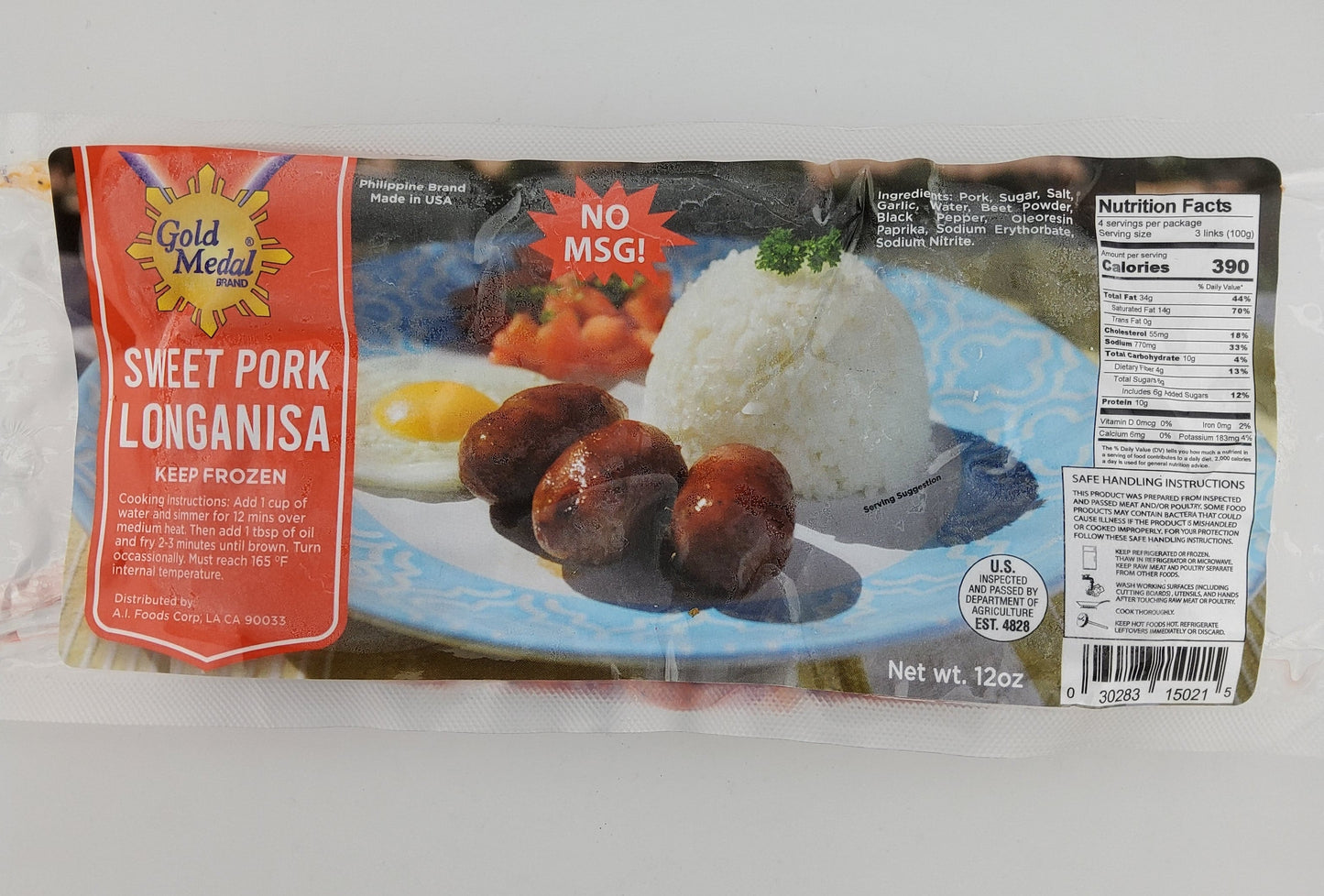 Gold Medal Sweet Pork Longanisa 12 oz