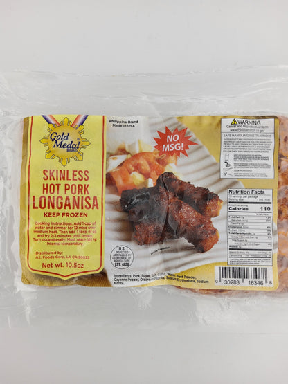 Gold Medal Skinless Hot Pork Longanisa 12 oz