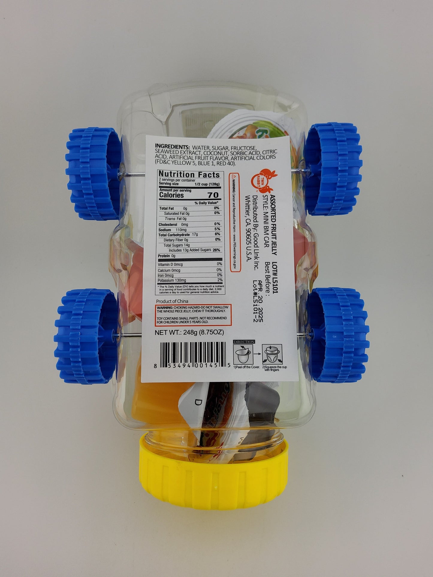 Twin Rabbit Fruit Jelly Assorted Mini Blue Car 248 g