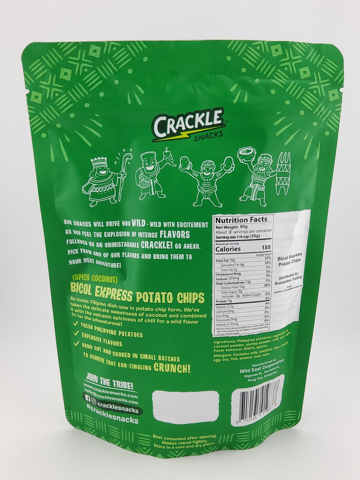 Crackle Bicol Express Potato Chips Spicy Coconut 60 g
