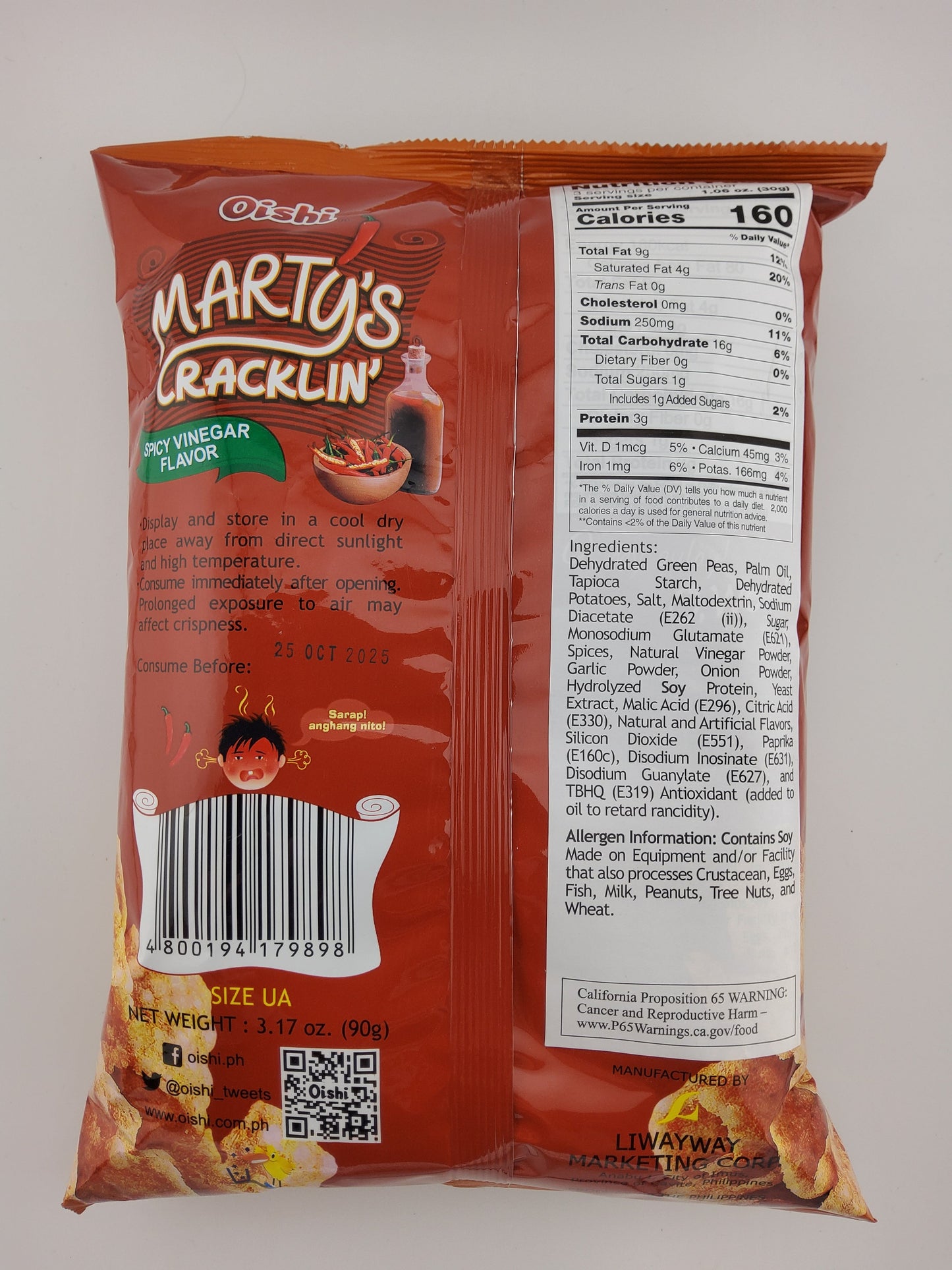 Oishi Marty's Cracklin Spicy Vinegar 90 g