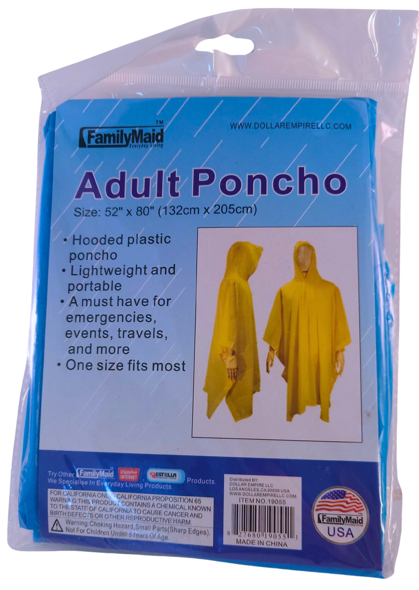 FamilyMaid Adult Poncho Blue or Yellow
