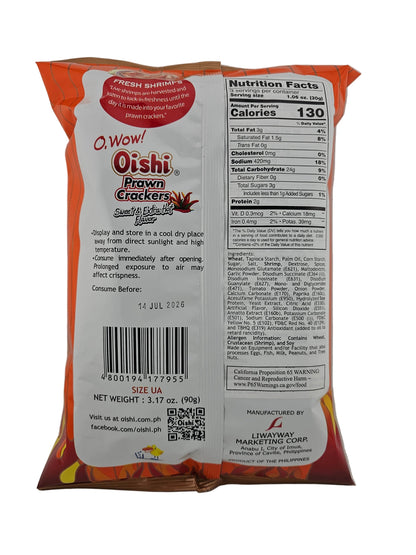 Oishi Prawn Crackers Sweet & Extra Hot 3.17 oz