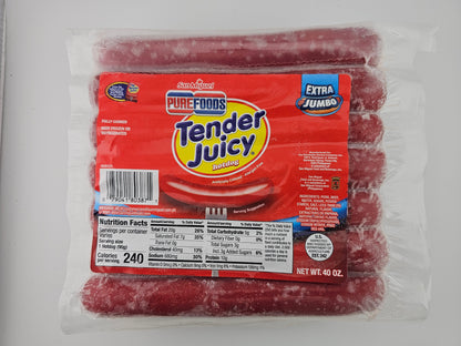Purefoods Tender Juicy Hot Dog Extra Jumbo 40 oz