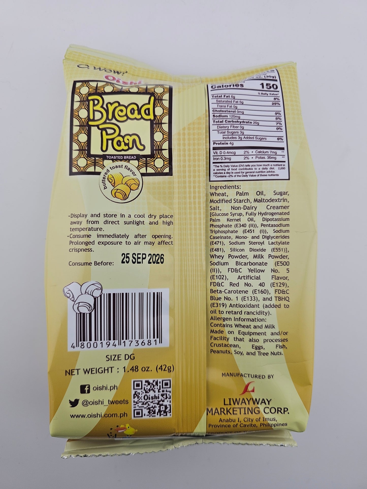Oishi Bread Pan Buttered 42g